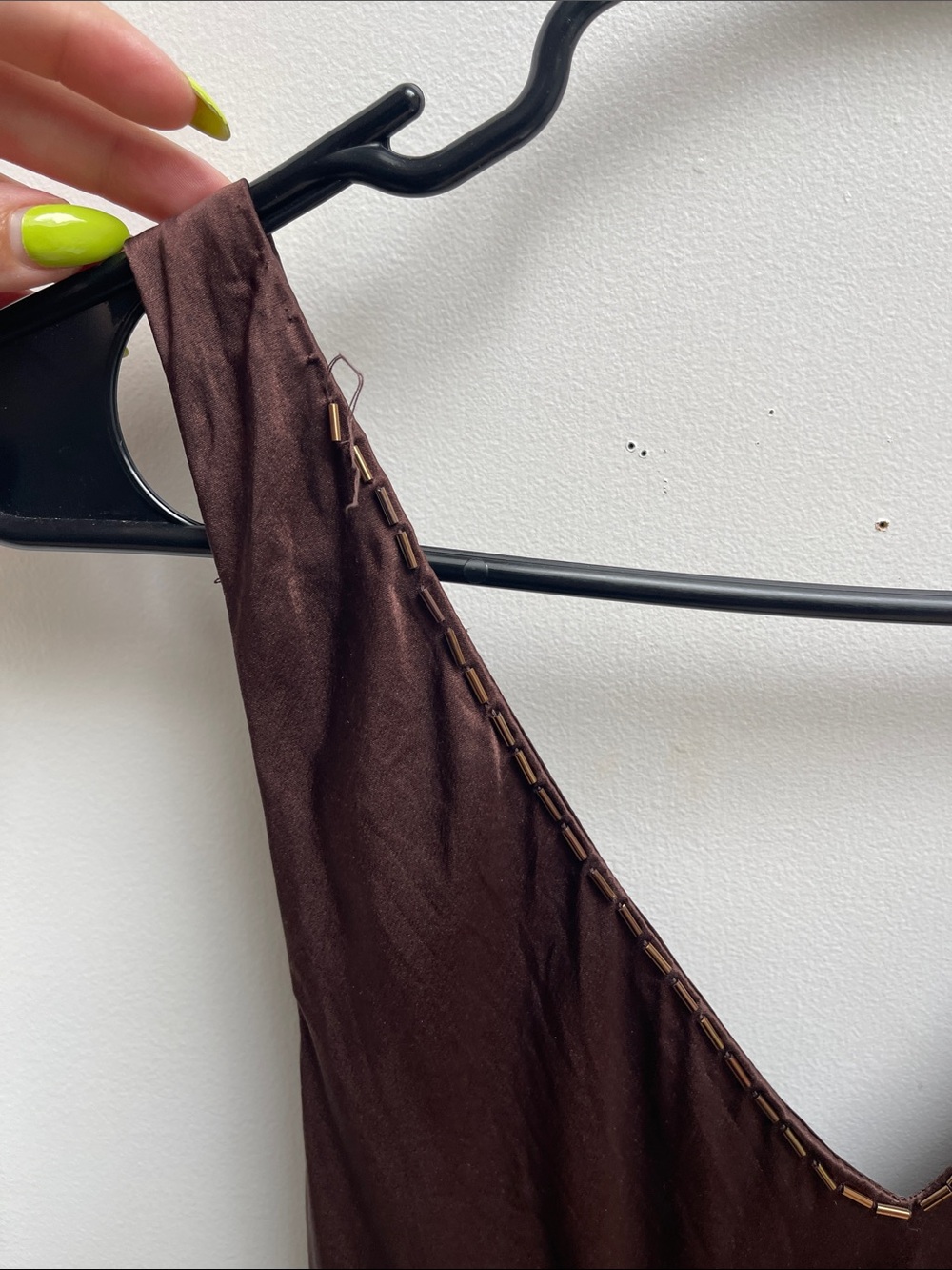 Signature by Robbie Bee Chocolate Brown V-Neck Tiered Ruffle Chemise - Picture 5 of 8